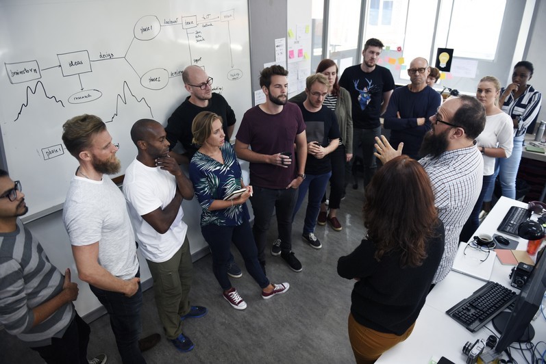 Team stand up meeting