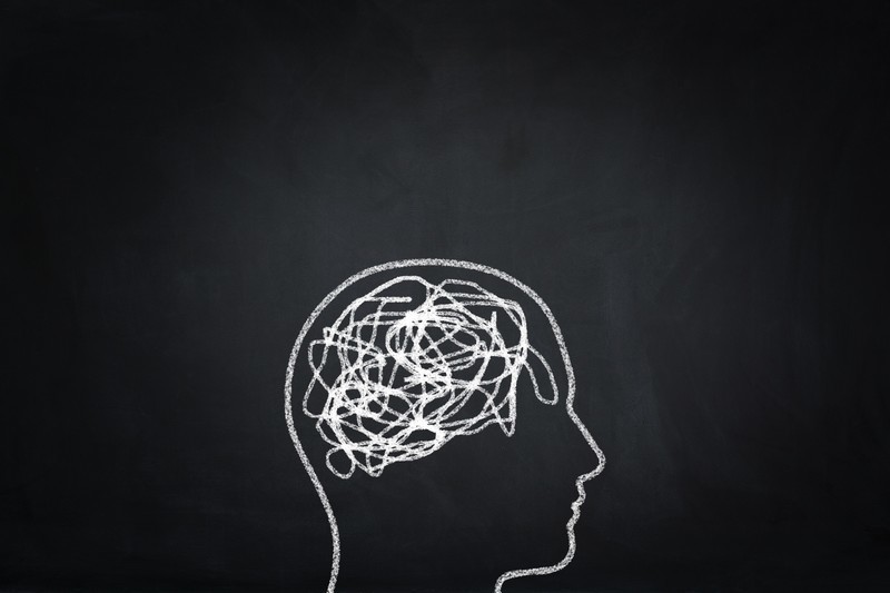 Chalkboard drawing of a brain