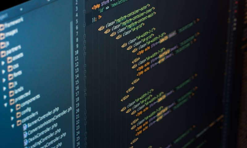 Computer code on a screen