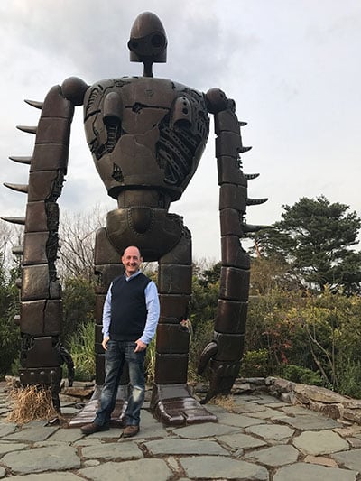 Matthew Stibbe and robot at the Studio Ghibli museum