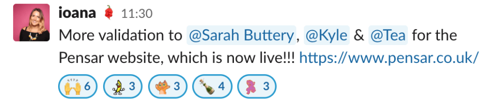 Example of Articulate's validation channel on Slack