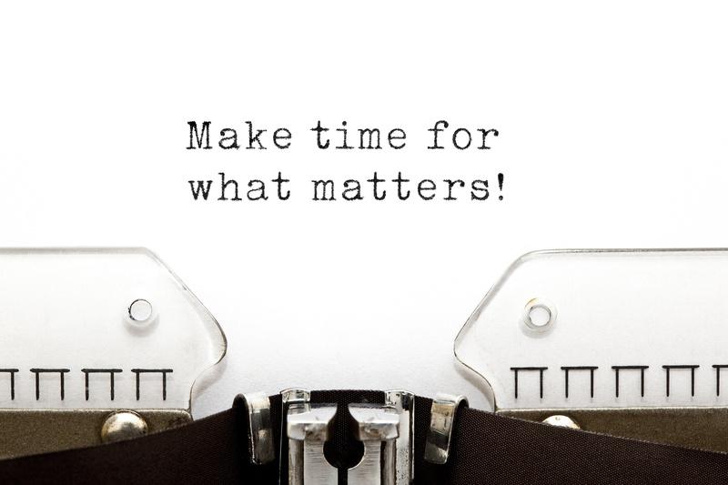 Typewriter says 'make time for what matters'