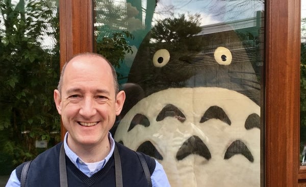 Matthew Stibbe and Totoro at Studio Ghibli Museum